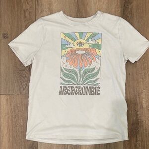 Abercrombie & Fitch | Cream Graphic Flower Tee with Retro Print